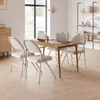 Lot de 4 chaises pliantes noires, ensemble de 4 chaises pliantes avec assise rembourrée, chaises de salle à manger pliantes en tissu coton-lin pour invités, cuisine, bureau