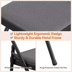 Lot de 4 chaises pliantes noires, ensemble de 4 chaises pliantes avec assise rembourrée, chaises de salle à manger pliantes en tissu coton-lin pour invités, cuisine, bureau