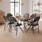 Lot de 4 chaises pliantes noires, ensemble de 4 chaises pliantes avec assise rembourrée, chaises de salle à manger pliantes en tissu coton-lin pour invités, cuisine, bureau