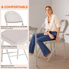 Lot de 4 chaises pliantes noires, ensemble de 4 chaises pliantes avec assise rembourrée, chaises de salle à manger pliantes en tissu coton-lin pour invités, cuisine, bureau