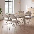 Lot de 4 chaises pliantes noires, ensemble de 4 chaises pliantes avec assise rembourrée, chaises de salle à manger pliantes en tissu coton-lin pour invités, cuisine, bureau