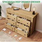 Commode 6 tiroirs COZONY avec motif cannelé, meuble de rangement moderne en bois pour chambre à coucher, salon et entrée