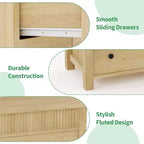 Commode 6 tiroirs COZONY avec motif cannelé, meuble de rangement moderne en bois pour chambre à coucher, salon et entrée