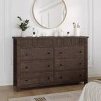 Commode 6 tiroirs COZONY avec motif cannelé, meuble de rangement moderne en bois pour chambre à coucher, salon et entrée