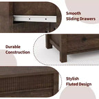 Commode 6 tiroirs COZONY avec motif cannelé, meuble de rangement moderne en bois pour chambre à coucher, salon et entrée