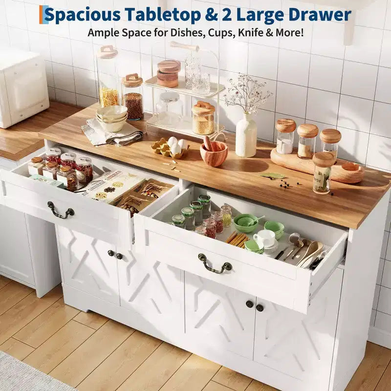 Buffet de rangement de cuisine, Grand meuble de rangement de cuisine, Organisateur de bar à café de salle à manger,