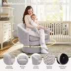 COZONY 28 Fauteuil d'appoint pivotant en velours avec ottoman, rotation à 360°, support ergonomique, fauteuil moderne à accoudoirs ronds pour salon, chambre à coucher