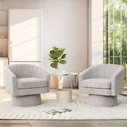 COZONY 28 Fauteuil d'appoint pivotant en velours avec ottoman, rotation à 360°, support ergonomique, fauteuil moderne à accoudoirs ronds pour salon, chambre à coucher