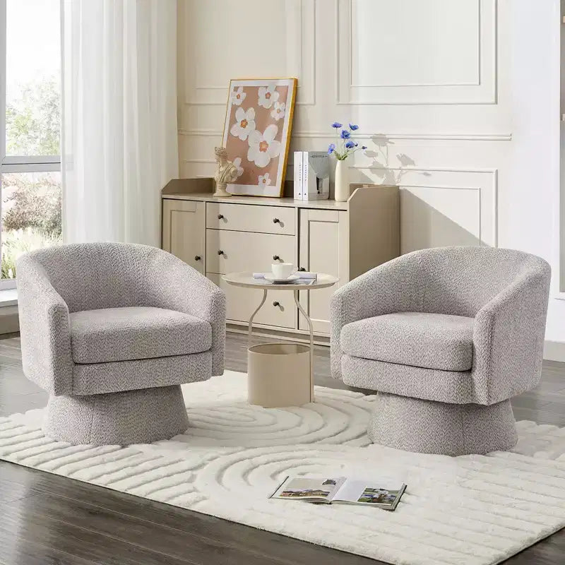 COZONY 28 Fauteuil d'appoint pivotant en velours avec ottoman, rotation à 360°, support ergonomique, fauteuil moderne à accoudoirs ronds pour salon, chambre à coucher