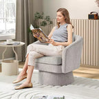 COZONY 28 Fauteuil d'appoint pivotant en velours avec ottoman, rotation à 360°, support ergonomique, fauteuil moderne à accoudoirs ronds pour salon, chambre à coucher