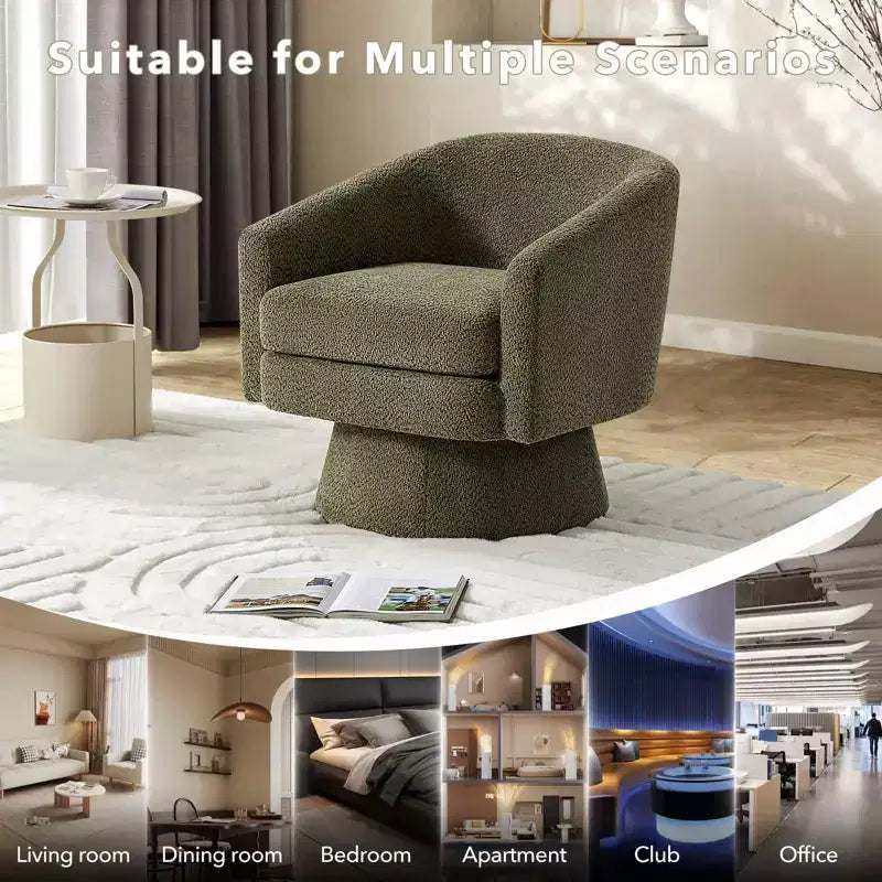 COZONY 28 Fauteuil d'appoint pivotant en velours avec ottoman, rotation à 360°, support ergonomique, fauteuil moderne à accoudoirs ronds pour salon, chambre à coucher