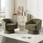 COZONY 28 Fauteuil d'appoint pivotant en velours avec ottoman, rotation à 360°, support ergonomique, fauteuil moderne à accoudoirs ronds pour salon, chambre à coucher