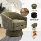 COZONY 28 Fauteuil d'appoint pivotant en velours avec ottoman, rotation à 360°, support ergonomique, fauteuil moderne à accoudoirs ronds pour salon, chambre à coucher