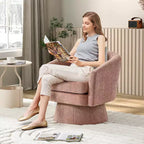 COZONY 28 Fauteuil d'appoint pivotant en velours avec ottoman, rotation à 360°, support ergonomique, fauteuil moderne à accoudoirs ronds pour salon, chambre à coucher