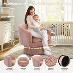 COZONY 28 Fauteuil d'appoint pivotant en velours avec ottoman, rotation à 360°, support ergonomique, fauteuil moderne à accoudoirs ronds pour salon, chambre à coucher