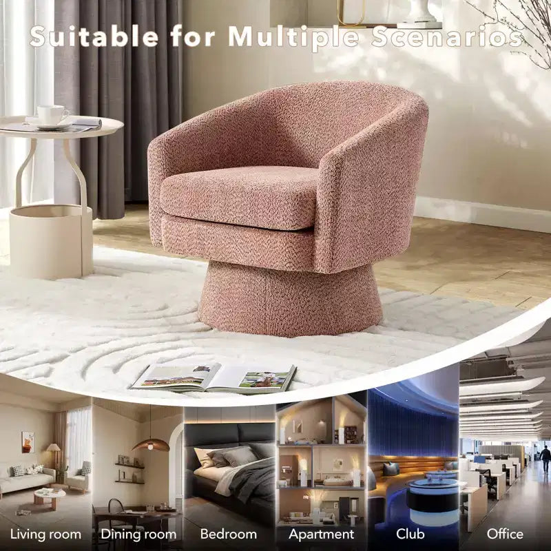 COZONY 28 Fauteuil d'appoint pivotant en velours avec ottoman, rotation à 360°, support ergonomique, fauteuil moderne à accoudoirs ronds pour salon, chambre à coucher