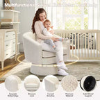 COZONY 28 Fauteuil d'appoint pivotant en velours avec ottoman, rotation à 360°, support ergonomique, fauteuil moderne à accoudoirs ronds pour salon, chambre à coucher