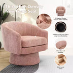 COZONY 28 Fauteuil d'appoint pivotant en velours avec ottoman, rotation à 360°, support ergonomique, fauteuil moderne à accoudoirs ronds pour salon, chambre à coucher
