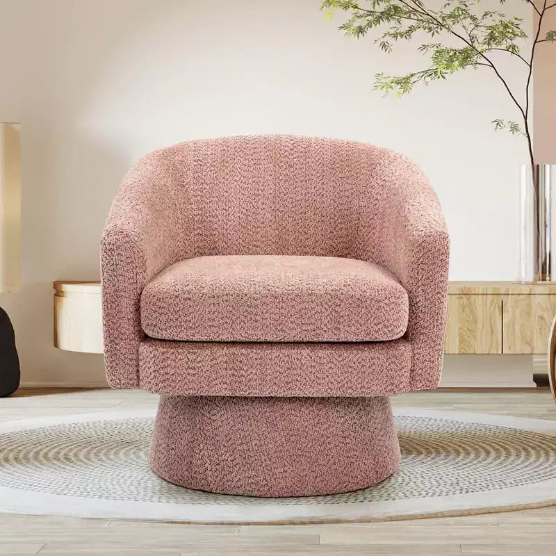 COZONY 28 Fauteuil d'appoint pivotant en velours avec ottoman, rotation à 360°, support ergonomique, fauteuil moderne à accoudoirs ronds pour salon, chambre à coucher
