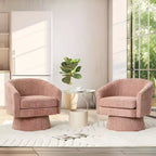 COZONY 28 Fauteuil d'appoint pivotant en velours avec ottoman, rotation à 360°, support ergonomique, fauteuil moderne à accoudoirs ronds pour salon, chambre à coucher