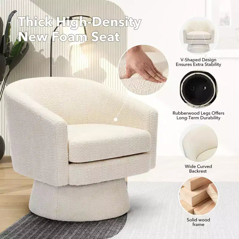 COZONY 28 Fauteuil d'appoint pivotant en velours avec ottoman, rotation à 360°, support ergonomique, fauteuil moderne à accoudoirs ronds pour salon, chambre à coucher