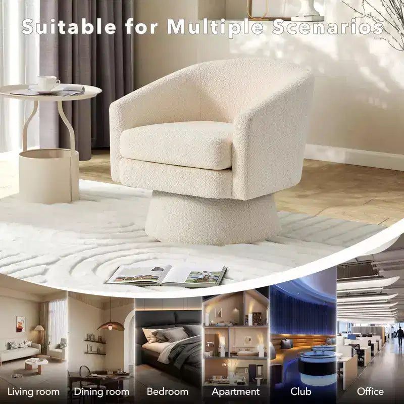 COZONY 28 Fauteuil d'appoint pivotant en velours avec ottoman, rotation à 360°, support ergonomique, fauteuil moderne à accoudoirs ronds pour salon, chambre à coucher