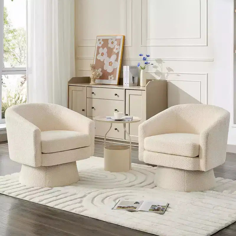 COZONY 28 Fauteuil d'appoint pivotant en velours avec ottoman, rotation à 360°, support ergonomique, fauteuil moderne à accoudoirs ronds pour salon, chambre à coucher