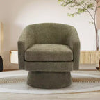 COZONY 28 Fauteuil d'appoint pivotant en velours avec ottoman, rotation à 360°, support ergonomique, fauteuil moderne à accoudoirs ronds pour salon, chambre à coucher