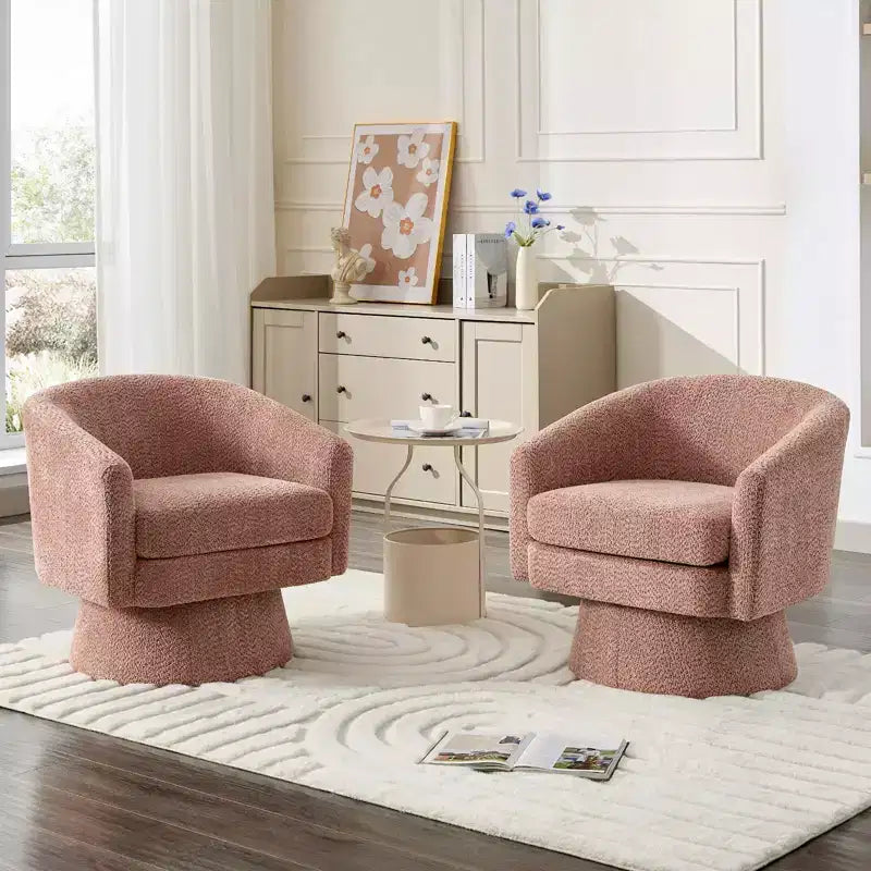 COZONY 28 Fauteuil d'appoint pivotant en velours avec ottoman, rotation à 360°, support ergonomique, fauteuil moderne à accoudoirs ronds pour salon, chambre à coucher