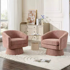 COZONY 28 Fauteuil d'appoint pivotant en velours avec ottoman, rotation à 360°, support ergonomique, fauteuil moderne à accoudoirs ronds pour salon, chambre à coucher