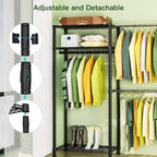 Homdox Portant à Vêtements Robuste 395 kg - Tige Extensible, Organisateur de Vêtements Portable Ajustable, Système de Placard Autoportant 35Dx229Wx180H Noir