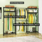 Homdox Portant à Vêtements Robuste 395 kg - Tige Extensible, Organisateur de Vêtements Portable Ajustable, Système de Placard Autoportant 35Dx229Wx180H Noir