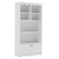 Modern Freestanding Display Shelf,Tall 63 Inch Wood Bookcase With 2 Cabinets,5-Tier Book Shelf Storage Organizer for Bedroom, Living Room, Office