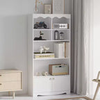 Étagère de présentation autoportante moderne, bibliothèque haute de 160 cm avec 2 armoires, étagère de rangement à 5 niveaux pour chambre à coucher, salon, bureau