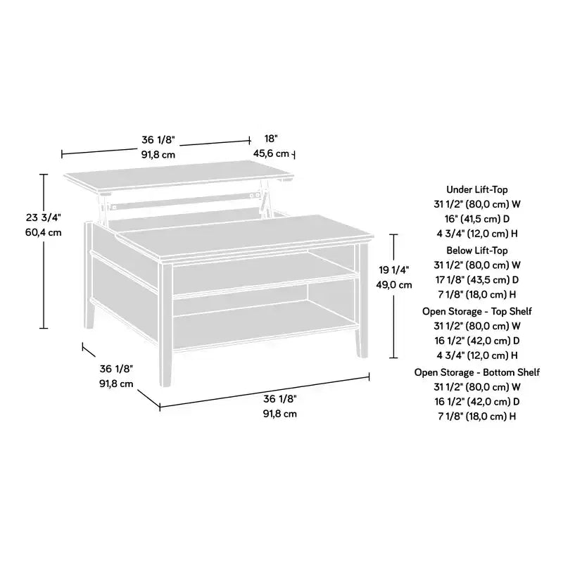 Table basse relevable moderne Valdosta GDFStudio avec rangement intégré