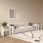 COZONY Table de Chevet en Rotin avec Station de Charge Type-C, Table de Chevet Bohème avec Tiroir et Compartiment Ouvert pour Chambre à Coucher
