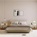 COZONY Table de Chevet en Rotin avec Station de Charge Type-C, Table de Chevet Bohème avec Tiroir et Compartiment Ouvert pour Chambre à Coucher