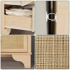 Commode à 7 tiroirs pour chambre à coucher, commode large en rotin naturel de 120 cm, organisateur de rangement de vêtements bohème en bois, pour salon