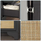 Commode à 7 tiroirs pour chambre à coucher, commode large en rotin naturel de 120 cm, organisateur de rangement de vêtements bohème en bois, pour salon