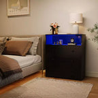 Petite commode pour placard de chambre à coucher, avec 3 tiroirs, en bois, avec station de recharge et lumières LED, pour salon