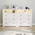 Petite commode pour placard de chambre à coucher, avec 3 tiroirs, en bois, avec station de recharge et lumières LED, pour salon