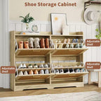Meuble à Chaussures avec 4 Tiroirs Basculants, Organiseur de Rangement à Chaussures Caché en Rotin, Meuble à Chaussures Autonome pour Couloir Salon Appartement