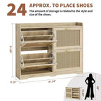 Meuble à Chaussures avec 4 Tiroirs Basculants, Organiseur de Rangement à Chaussures Caché en Rotin, Meuble à Chaussures Autonome pour Couloir Salon Appartement