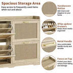 Meuble à Chaussures avec 4 Tiroirs Basculants, Organiseur de Rangement à Chaussures Caché en Rotin, Meuble à Chaussures Autonome pour Couloir Salon Appartement