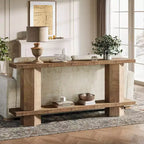 Console Lantine de 180 cm de long pour entrée, table de canapé en bois à placer derrière un canapé, pour salon, couloir, foyer, couleur bois clair