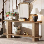 Console Lantine de 180 cm de long pour entrée, table de canapé en bois à placer derrière un canapé, pour salon, couloir, foyer, couleur bois clair