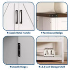 Console de style rustique avec 2 tiroirs, 4 portes et des étagères ouvertes – un buffet bas étroit parfait pour les cuisines, les couloirs ou les salons.