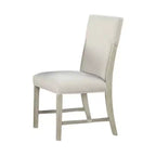 Lot de 2 chaises de salle à manger Royal Hampton, bois massif marron naturel, tissu blanc doux