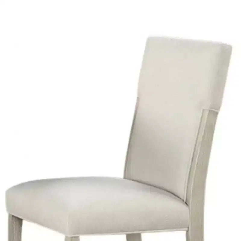 Lot de 2 chaises de salle à manger Royal Hampton, bois massif marron naturel, tissu blanc doux