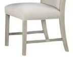 Lot de 2 chaises de salle à manger Royal Hampton, bois massif marron naturel, tissu blanc doux